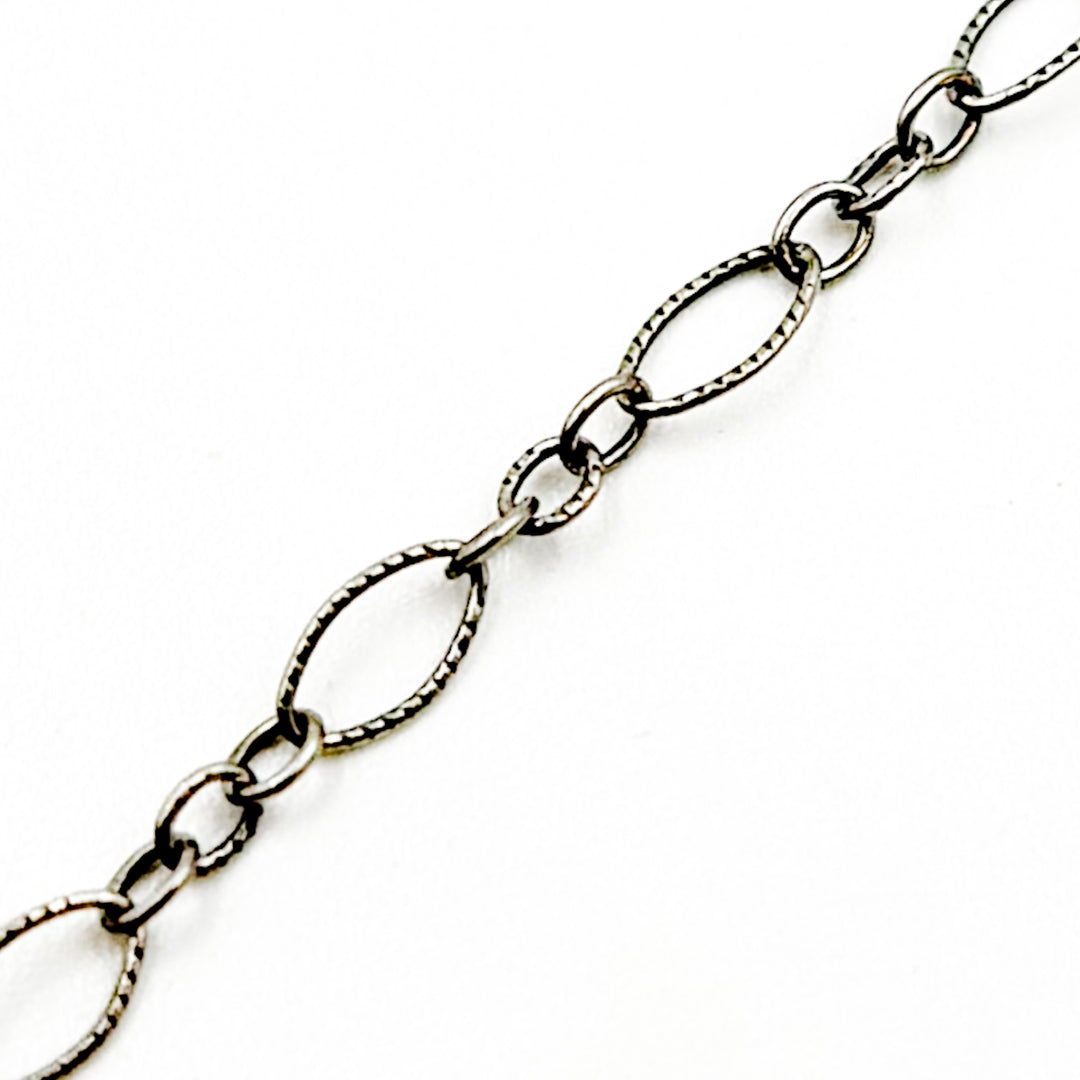 Oxidized Sterling Silver Hammered Long & Short Link Chain