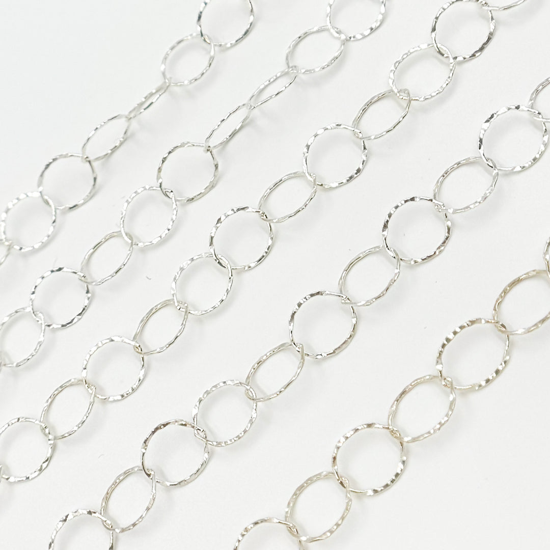 756KSS. Sterling Silver Hammered Round Link Chain