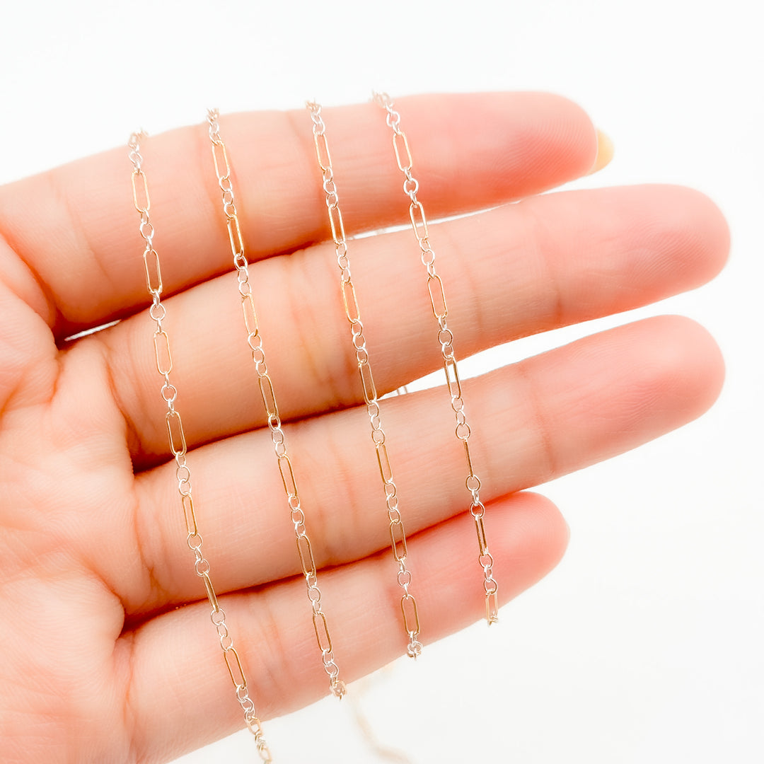 XM1003TT. 14k Gold Filled 1 Long & 3 Sterling Silver Short Link Chain