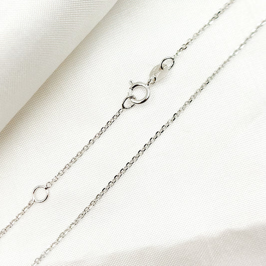 14K Solid White Gold Cable Chain