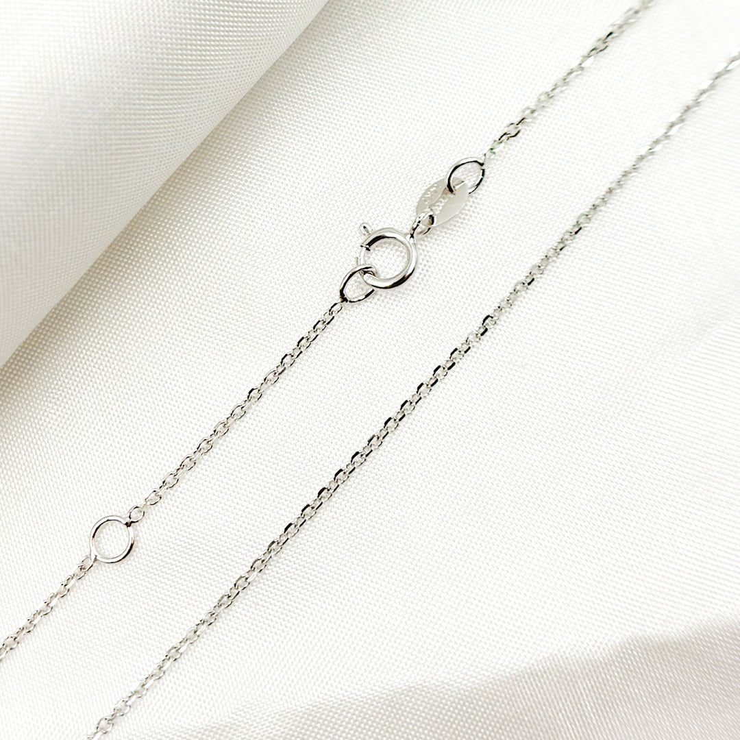 030R01T5J080WG. 14K Solid White Gold Cable Chain