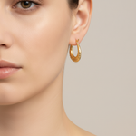 Load image into Gallery viewer, GER177. 14K Solid Gold Croissant Hoops