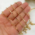 Load image into Gallery viewer, V128GP. Gold Plated 925 Sterling Silver Flat Paperclip Chain