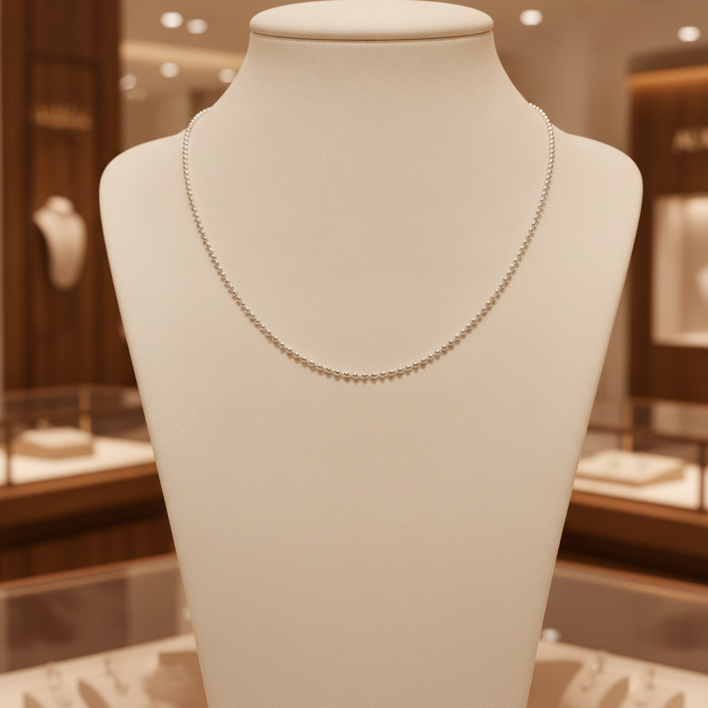 150CPBBWG. 14K Solid White Gold Bead Chain