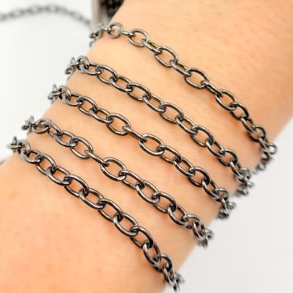 Black Rhodium Sterling Silver Black Rhodium Cable Chain