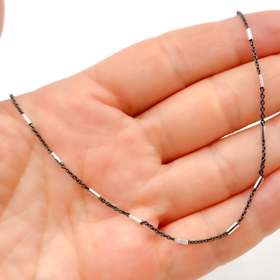 Cable Oxidized Black and Silver Chain with tubes
