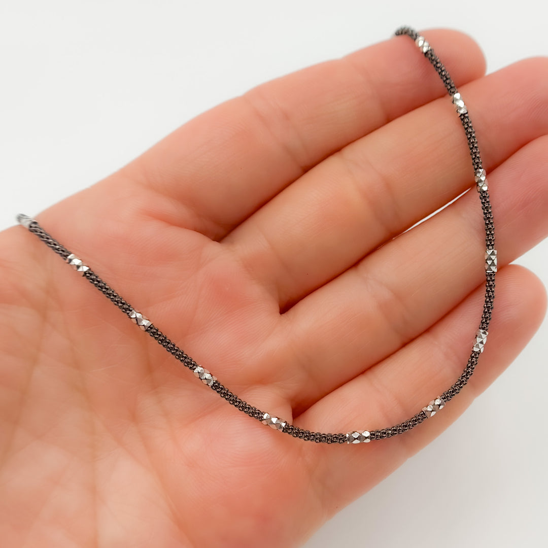 Black Rhodium Sterling Silver Popcorn Satellite Necklace