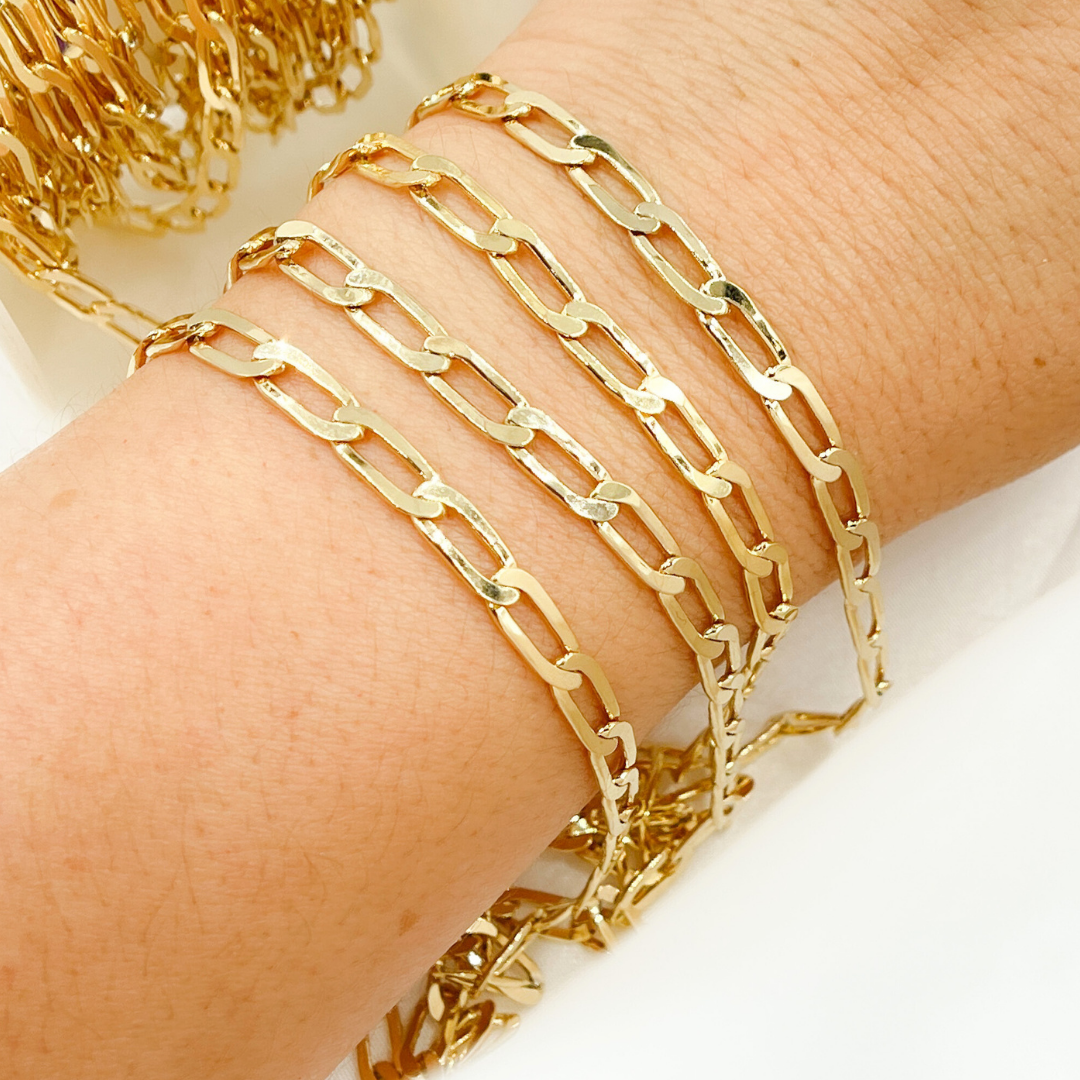 Gold Plated 925 Sterling Silver Ultra Flat Paperclip Link Chain