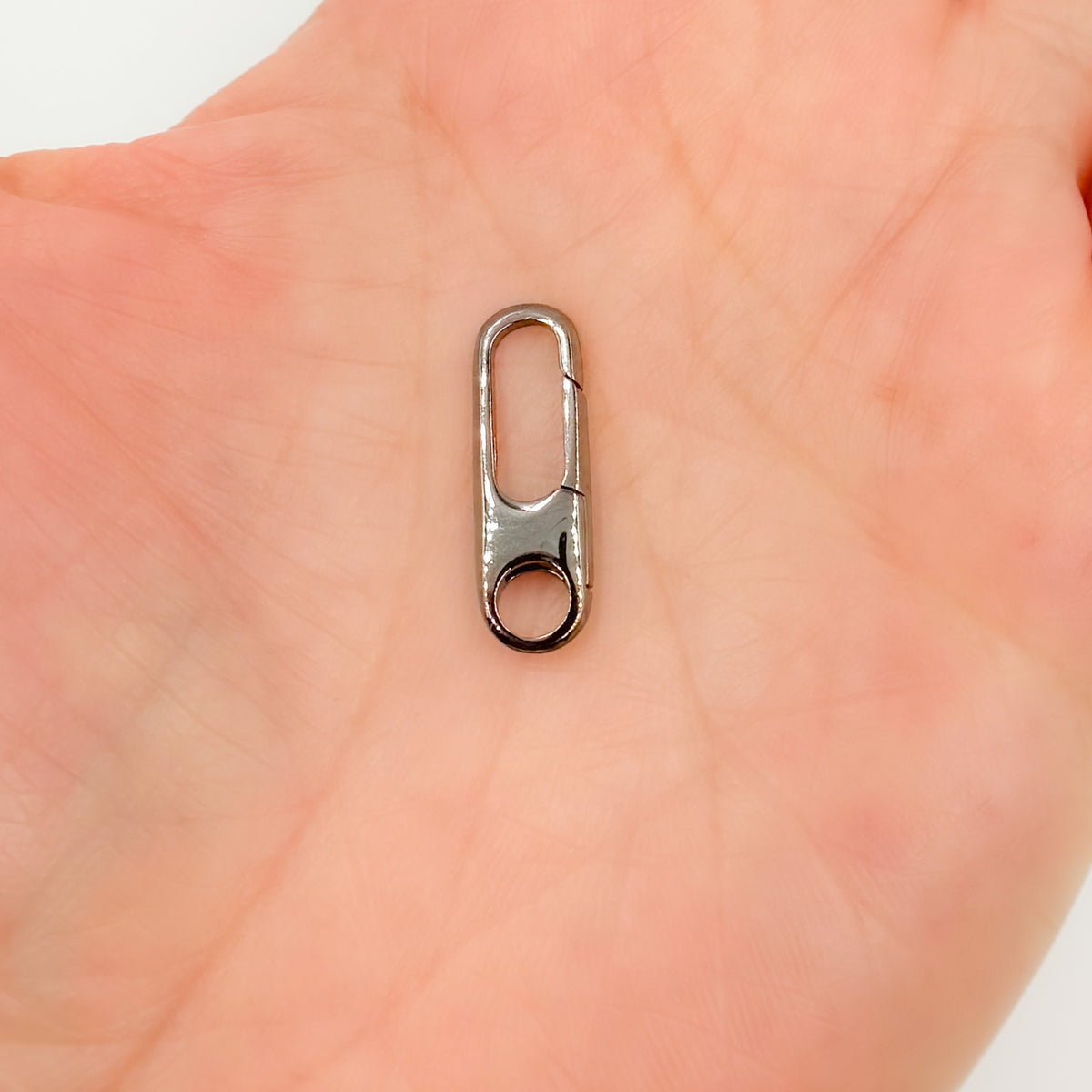 20MM Black Rhodium Shiny Sterling Silver Oval Clasp