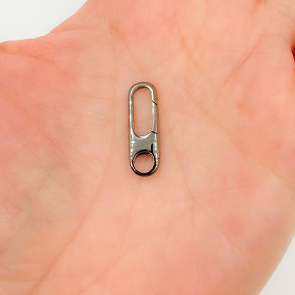 20MM Black Rhodium Shiny Sterling Silver Oval Clasp