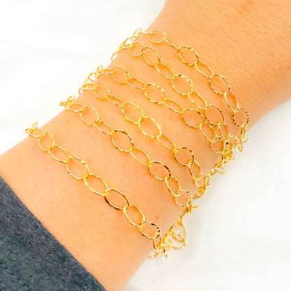 14K Gold Filled Hammered Oval Link Chain