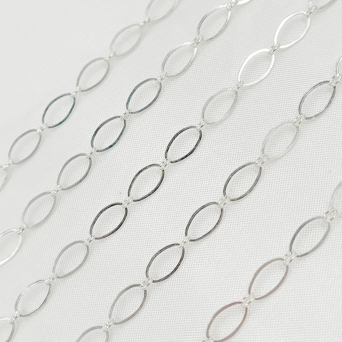 Sterling Silver Flat Long and Short Oval Link Chain