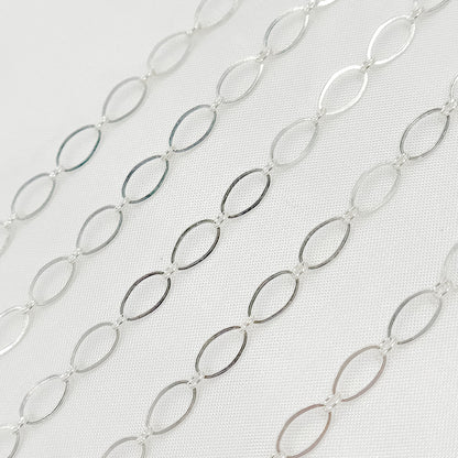 Sterling Silver Flat Long and Short Oval Link Chain