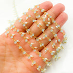 Load image into Gallery viewer, PCL23. Chalcedony with Pearl Gold Plated 925 Sterling Silver Wire Chain
