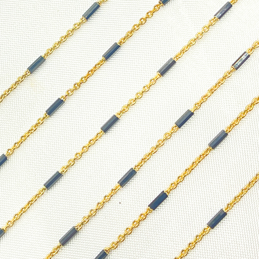 Gold Plated Sterling Silver Satellite Black Rhodium Tube Chain