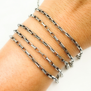 Oxidized Sterling Silver Diamond Cut Box Link Chain