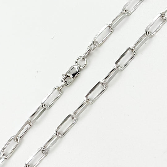 White Gold Diamond Cut Paperclip Necklace