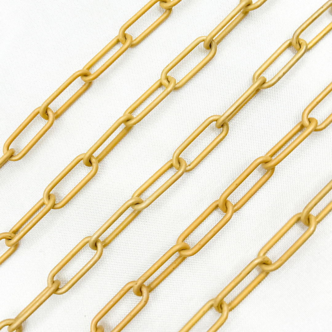 Gold Plated Matt Sterling Silver Paperclip Chain