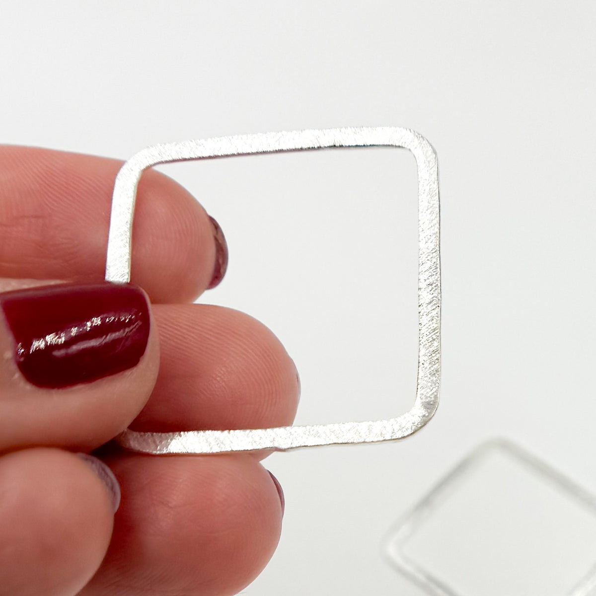 30MM White Sterling Silver Brushed Square Connector