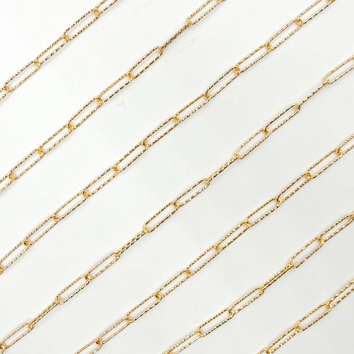 V313GF. 14K Gold Filled Diamond Cut Paperclip Chain