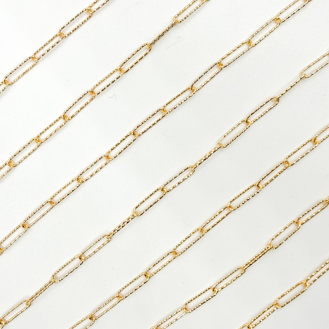 V313GF. 14K Gold Filled Diamond Cut Paperclip Chain