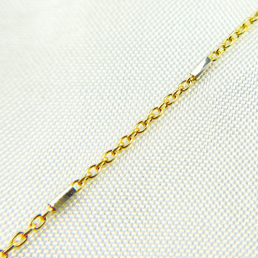 14k Solid Gold Tube Satellite Two Tone Chain