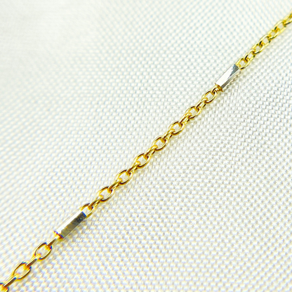 14k Solid Gold Tube Satellite Two Tone Chain