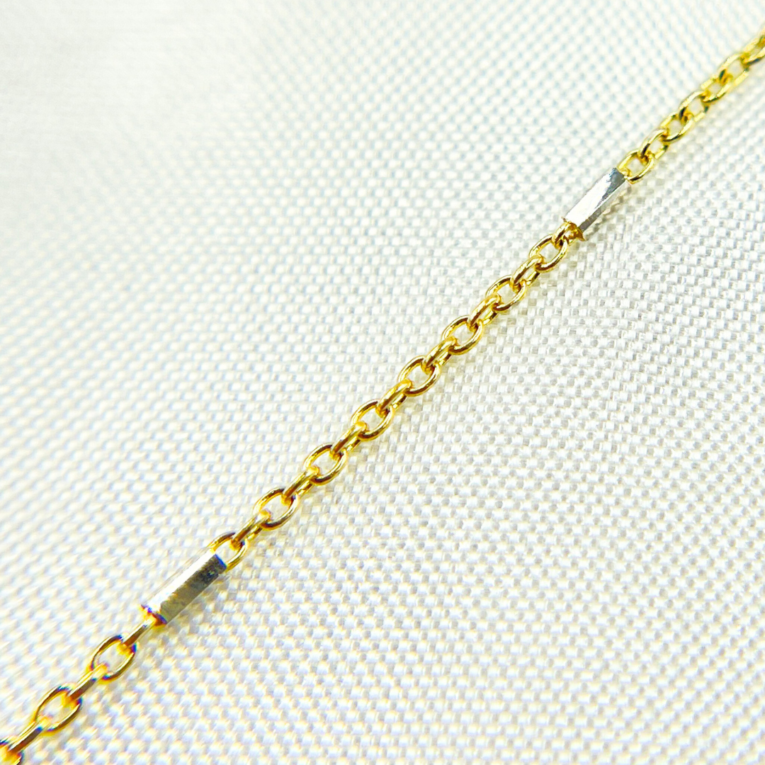 025R02E2CNP0B8Lbyft. 14k Solid Gold Tube Satellite Two Tone Chain