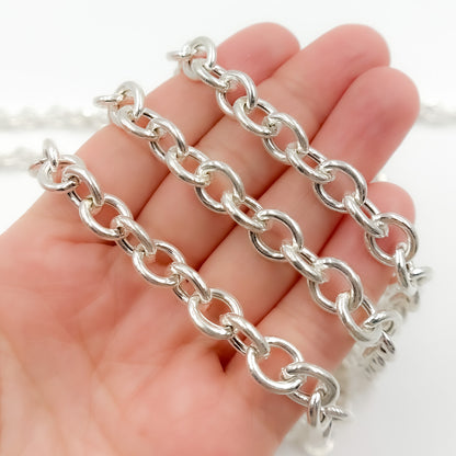 Sterling Silver Smooth Oval Cable Link Chain