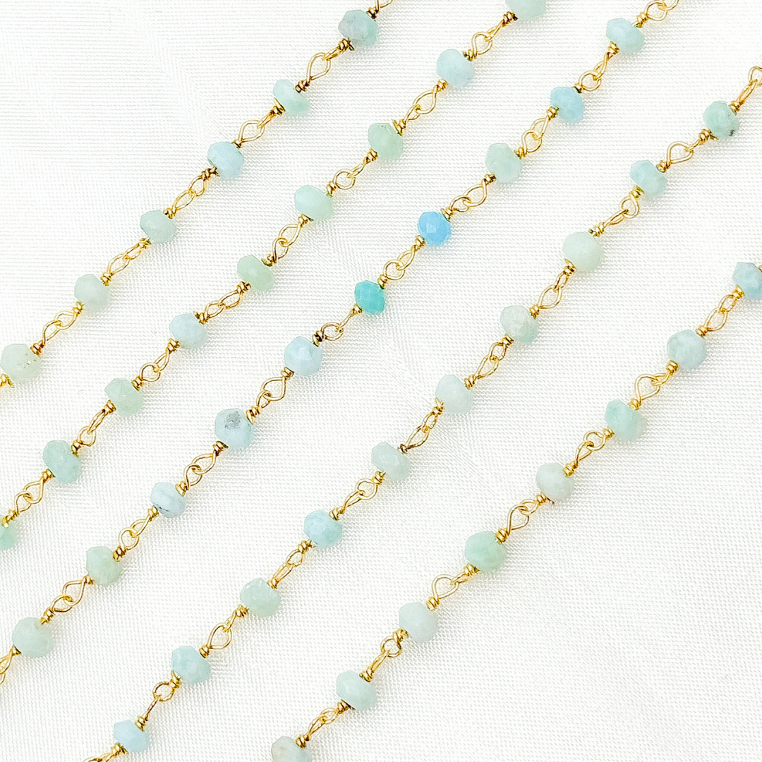 Larimar Gold Plated Wire Chain.