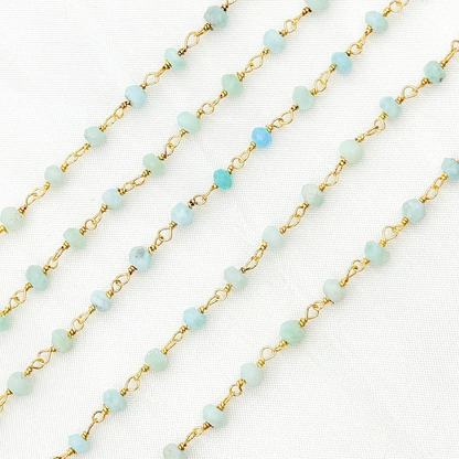 Larimar Gold Plated Wire Chain.