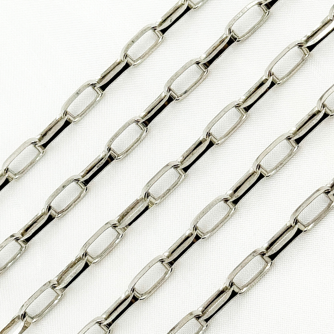 Y55OX. Oxidized 925 Sterling Silver Diamond Cut Paperclip Chain