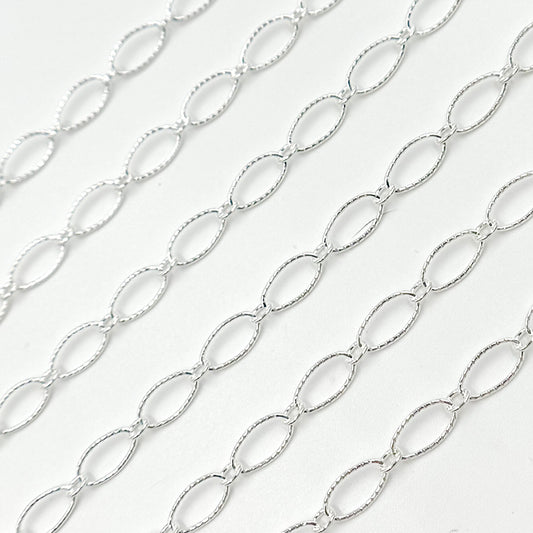 Sterling Silver Twisted Oval & Round Link Chain