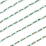 Load image into Gallery viewer, PCL8. Aqua Color Chalcedony Black Rhodium 925 Sterling Silver Wire Chain
