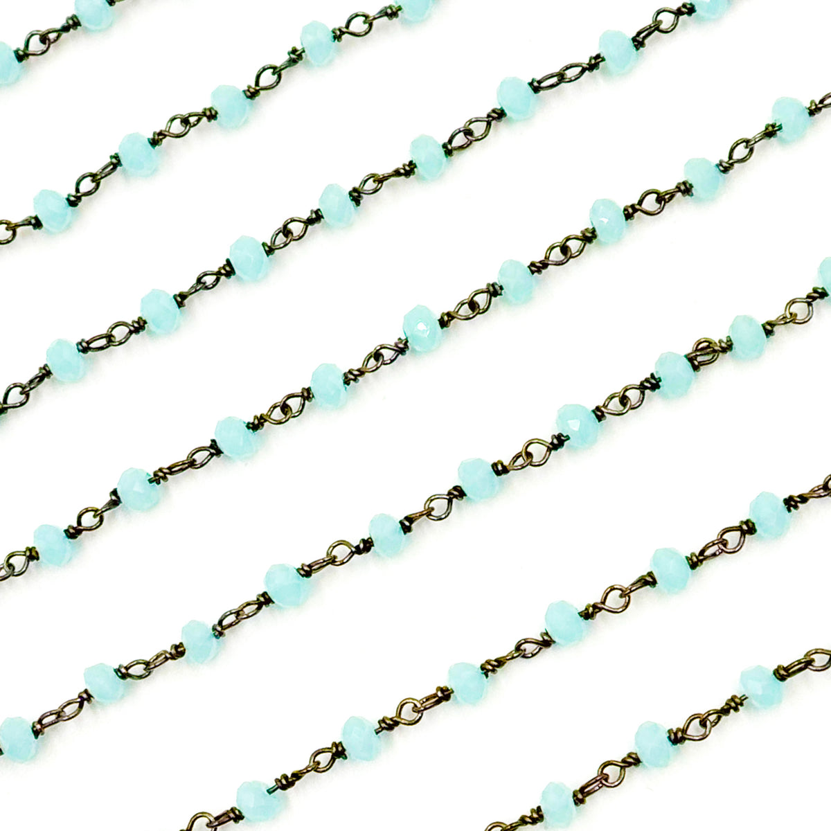 Shop Now Aqua Color Chalcedony Black Rhodium 925 Sterling Silver Wire Chain