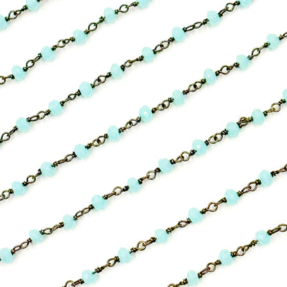Shop Now Aqua Color Chalcedony Black Rhodium 925 Sterling Silver Wire Chain