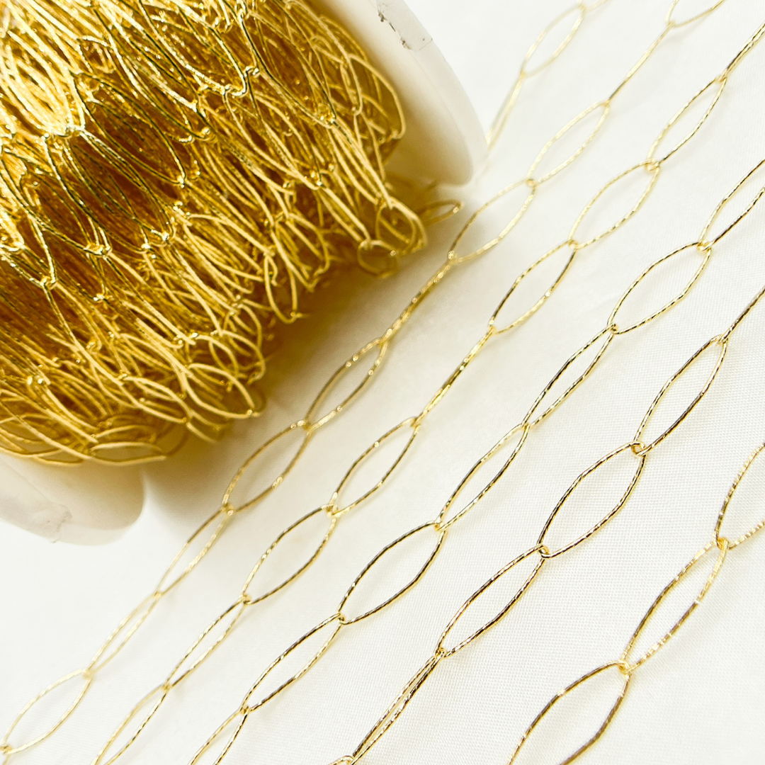Y48GP.  Gold Plated 925 Sterling Silver Diamond Cut Oval Link Chain