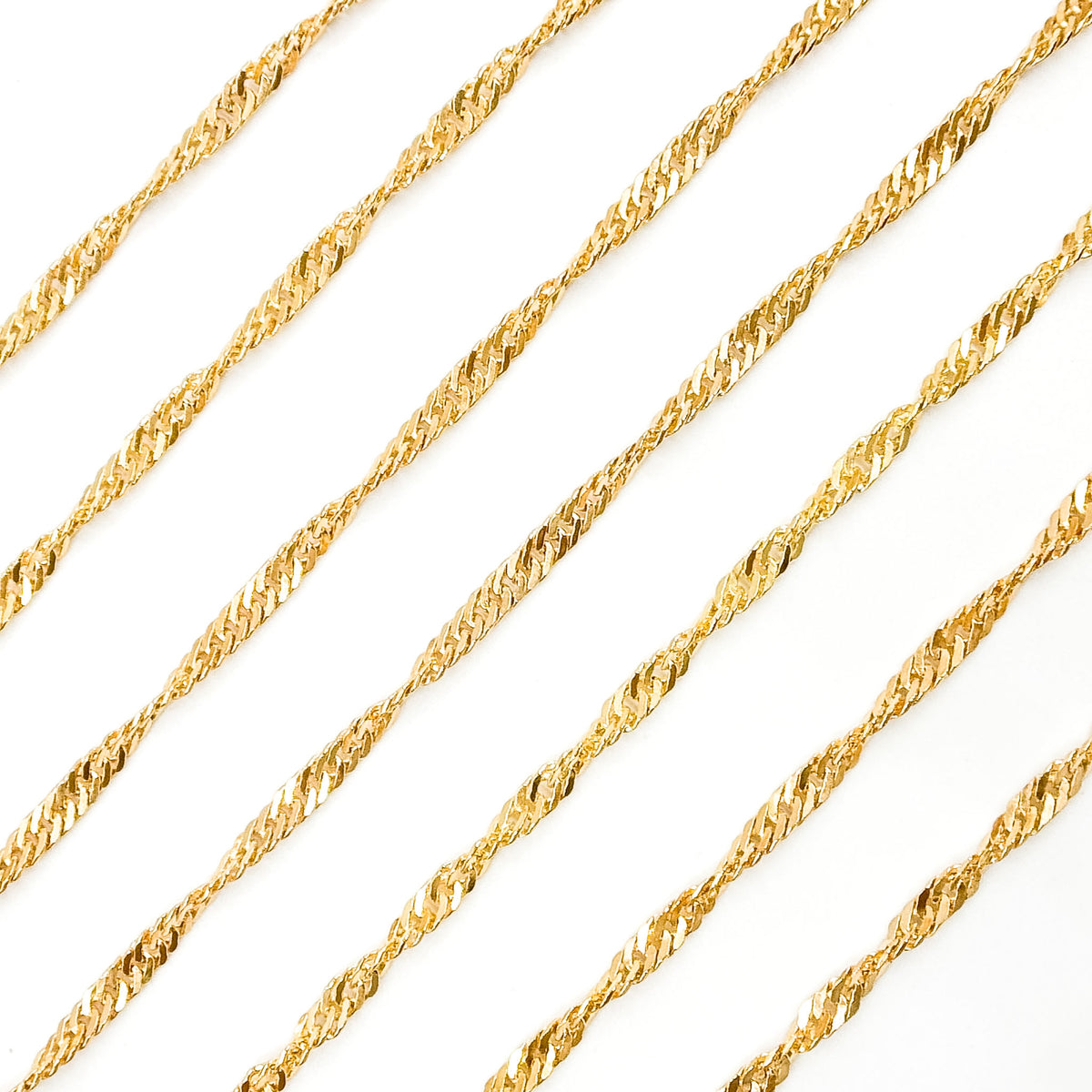 V319GF. 14K Gold Filled Twisted Singapore Unfinished Chain