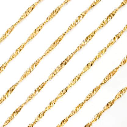 V319GF. 14K Gold Filled Twisted Singapore Unfinished Chain