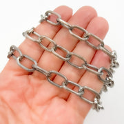 Oxidized Sterling Silver Textured Oval Chain