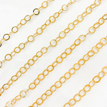 14K Gold Filled Flat Round Link Chain
