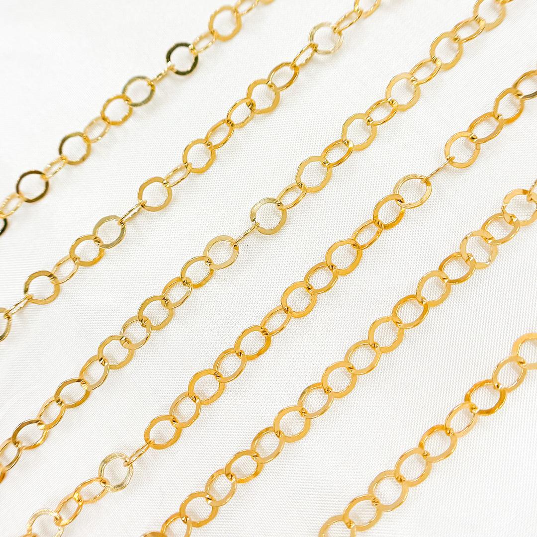 679FGF. 14K Gold Filled Flat Round Link Chain