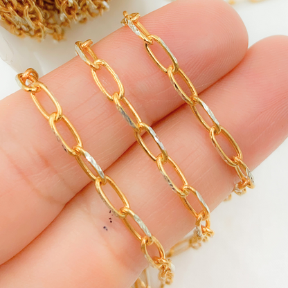Gold Plated 925 Sterling Silver Diamond Cut Oval Link Chain
