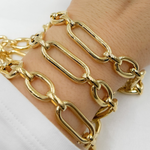 Load image into Gallery viewer, 539MTGP. Gold Plated 925 Sterling Silver Smooth Long &amp; Short Links Chain