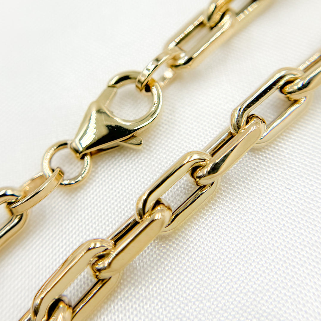 568/A072/G. 14K Yellow Gold Hollow Smooth and Flat Paperclip Chain