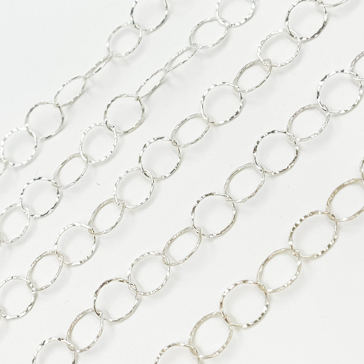 Sterling Silver Hammered Round Link Chain