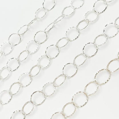 Sterling Silver Hammered Round Link Chain