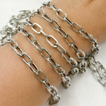 Load image into Gallery viewer, Oxidized 925 Sterling Silver Flat Oval Link Chain. V138OX
