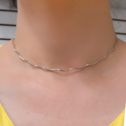 Sterling Silver Snake Omega Necklace