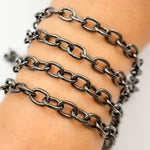 Load image into Gallery viewer, Black Rhodium Sterling Silver Oval Link Chain